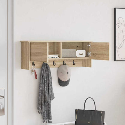 Wandgemonteerde kapstok met plank Sonoma eiken 80 x 20 x 30 cm