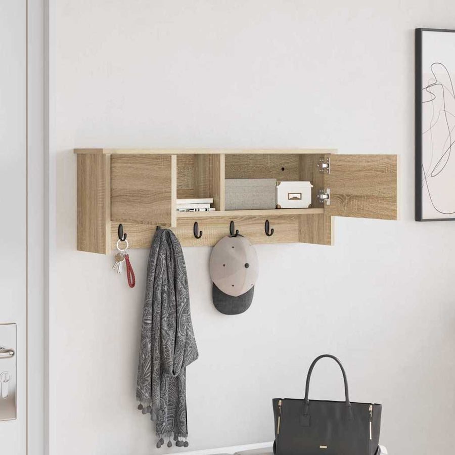 Wandgemonteerde kapstok met plank Sonoma eiken 80 x 20 x 30 cm