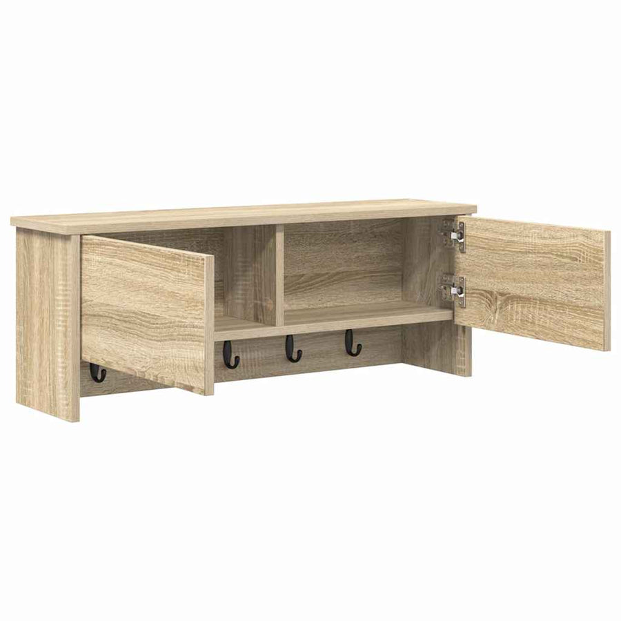 Wandgemonteerde kapstok met plank Sonoma eiken 80 x 20 x 30 cm