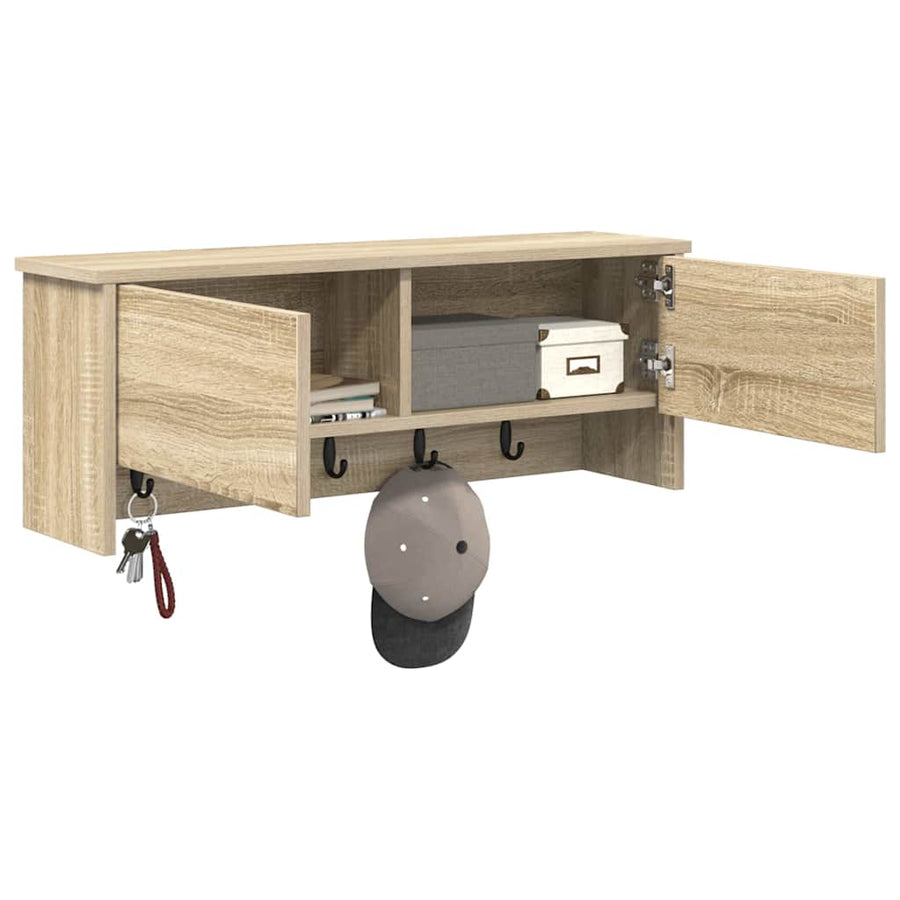 Wandgemonteerde kapstok met plank Sonoma eiken 80 x 20 x 30 cm