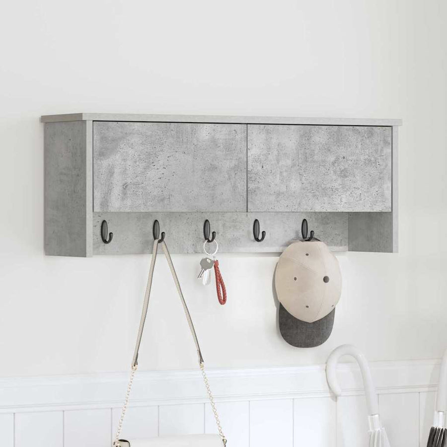 Wandgemonteerde kapstok met plank Beton Grijs 80 x 20 x 30 cm