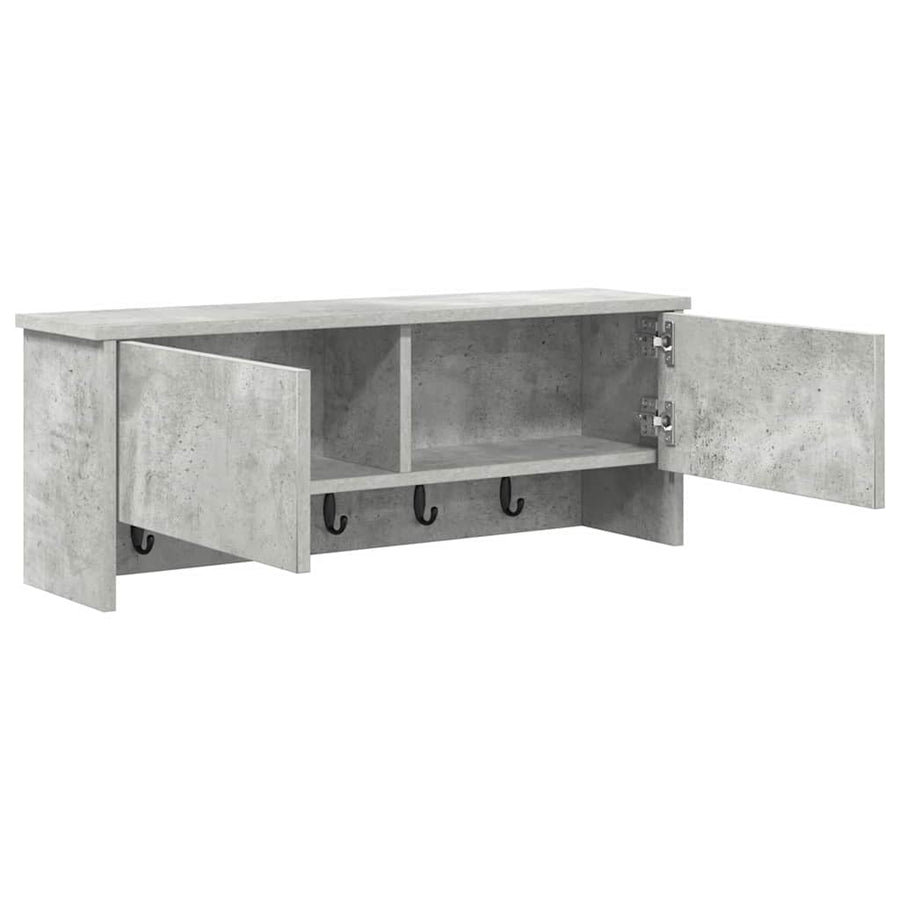 Wandgemonteerde kapstok met plank Beton Grijs 80 x 20 x 30 cm