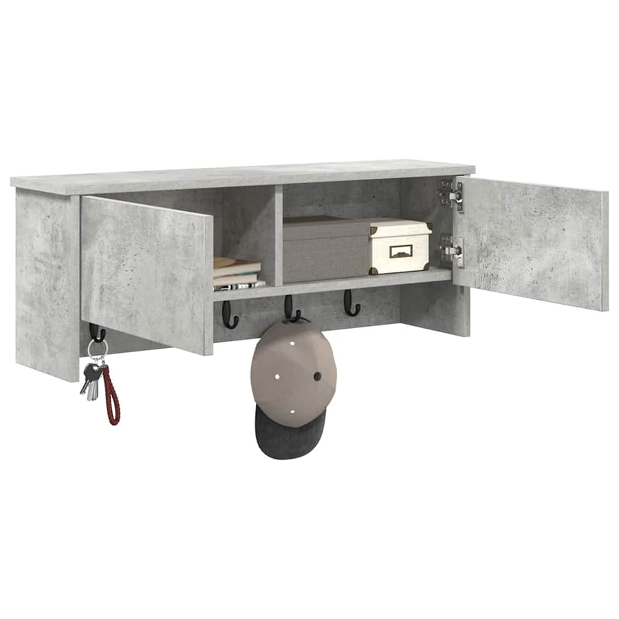 Wandgemonteerde kapstok met plank Beton Grijs 80 x 20 x 30 cm