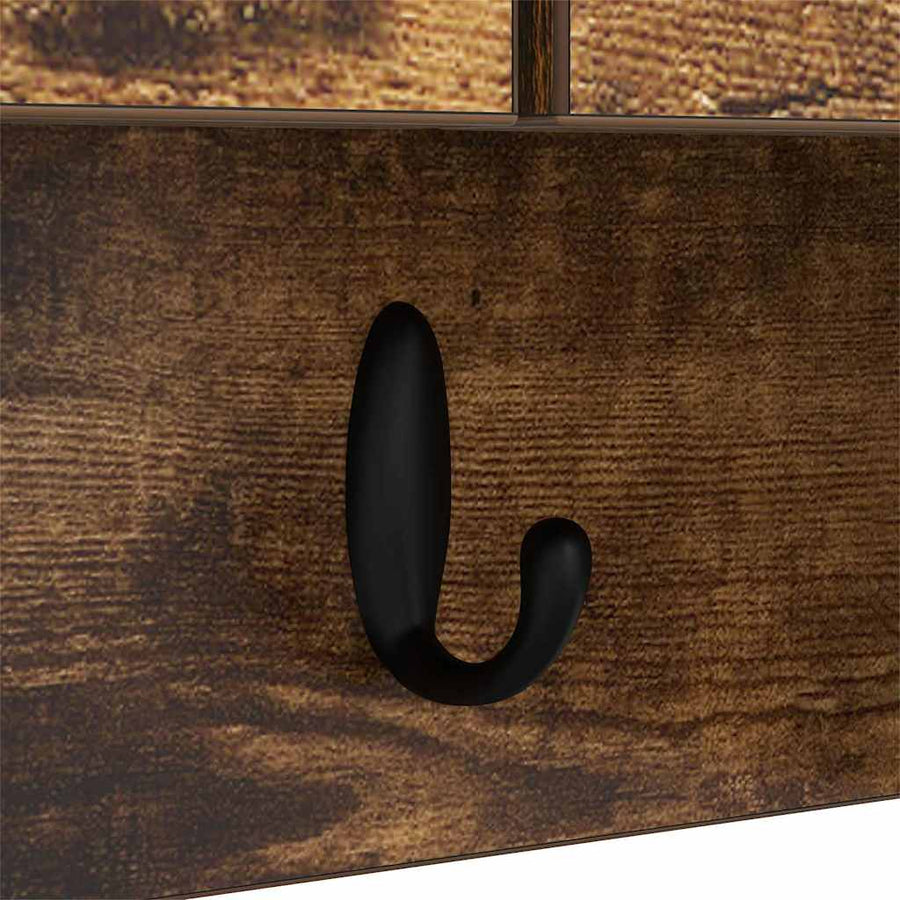 Wandgemonteerde kapstok met plank Gerookt eiken 80 x 20 x 30 cm