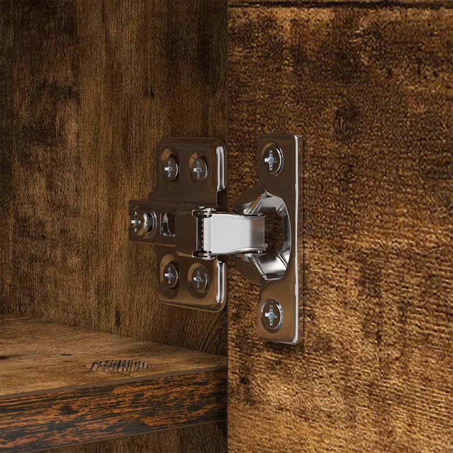 Wandgemonteerde kapstok met plank Gerookt eiken 80 x 20 x 30 cm