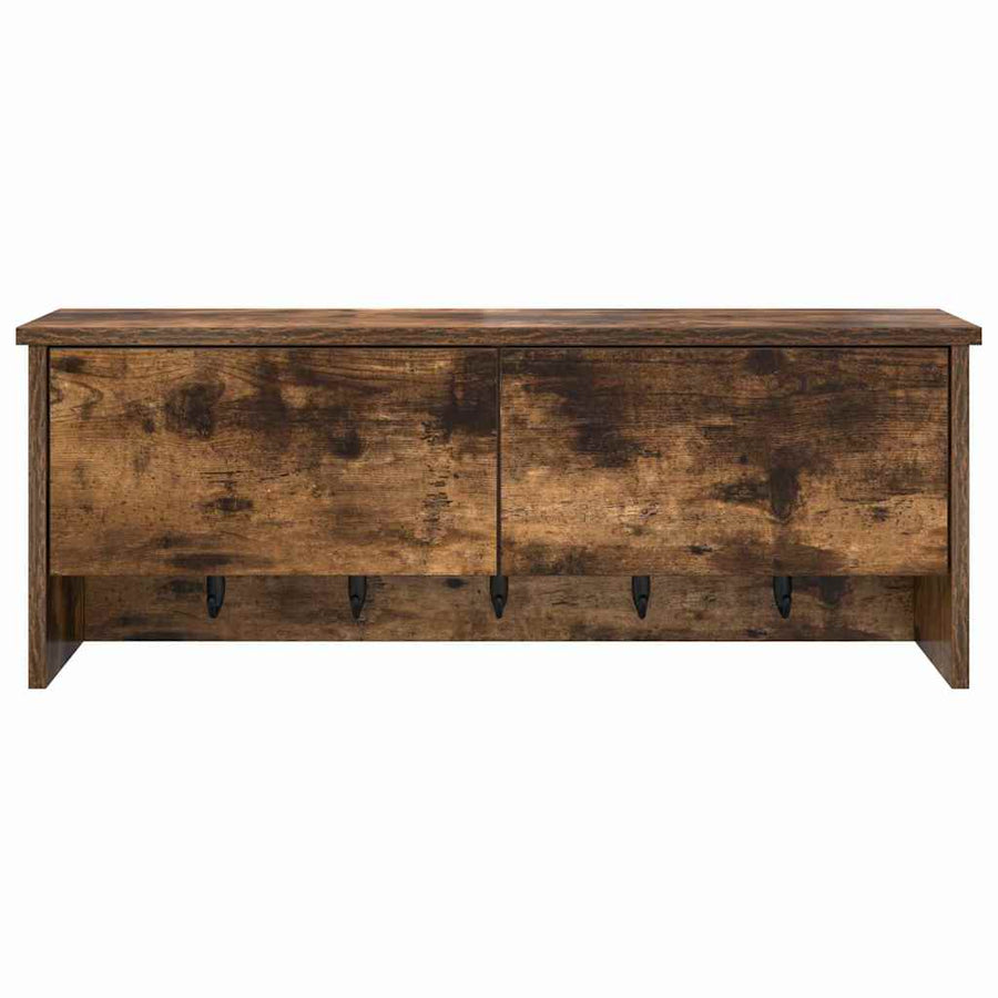 Wandgemonteerde kapstok met plank Gerookt eiken 80 x 20 x 30 cm