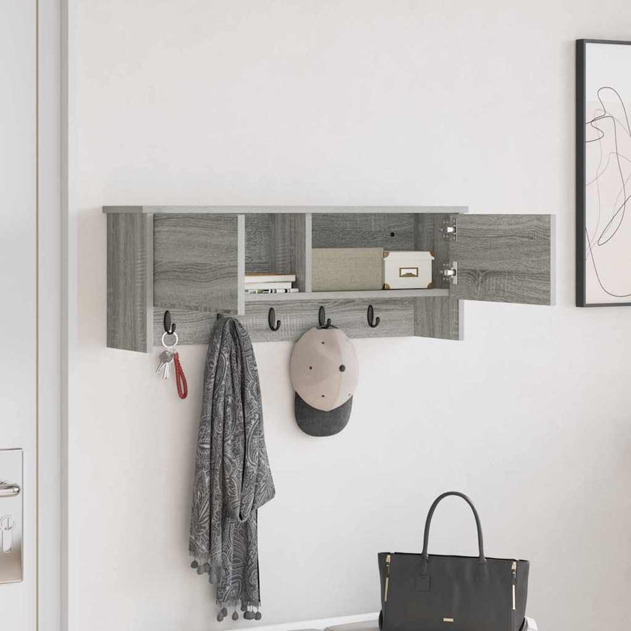 Wandgemonteerde kapstok met plank Grijs sonoma 80 x 20 x 30 cm