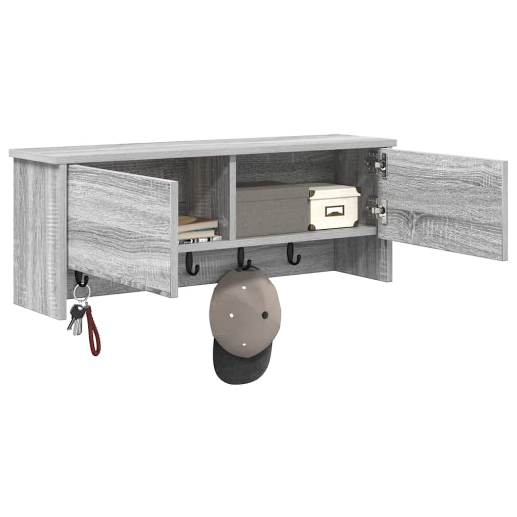 Wandgemonteerde kapstok met plank Grijs sonoma 80 x 20 x 30 cm