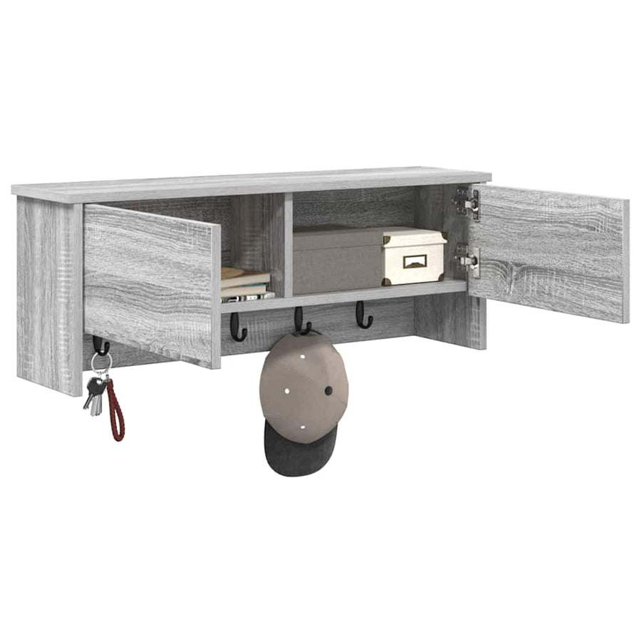Wandgemonteerde kapstok met plank Grijs sonoma 80 x 20 x 30 cm