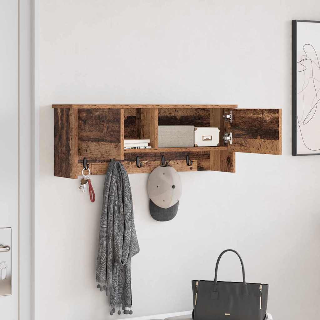 Wandgemonteerde kapstok Oudhout 80 x 20 x 30 cm Bewerkt hout
