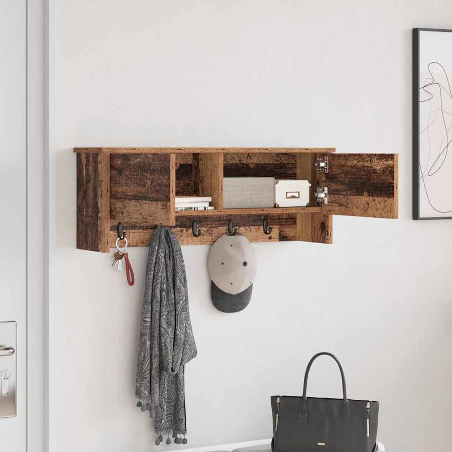 Wandgemonteerde kapstok Oudhout 80 x 20 x 30 cm Bewerkt hout