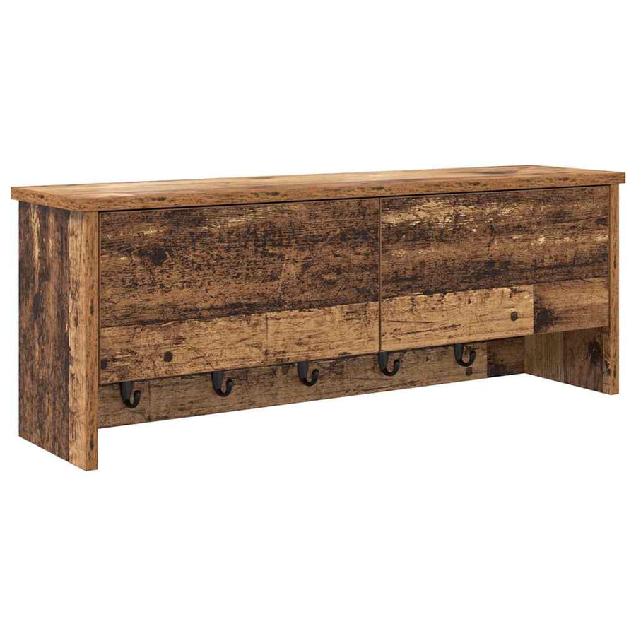 Wandgemonteerde kapstok Oudhout 80 x 20 x 30 cm Bewerkt hout