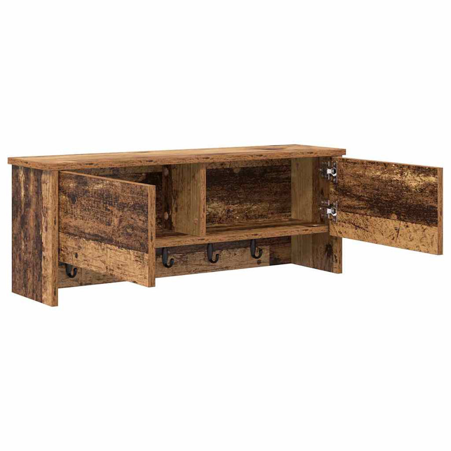 Wandgemonteerde kapstok Oudhout 80 x 20 x 30 cm Bewerkt hout