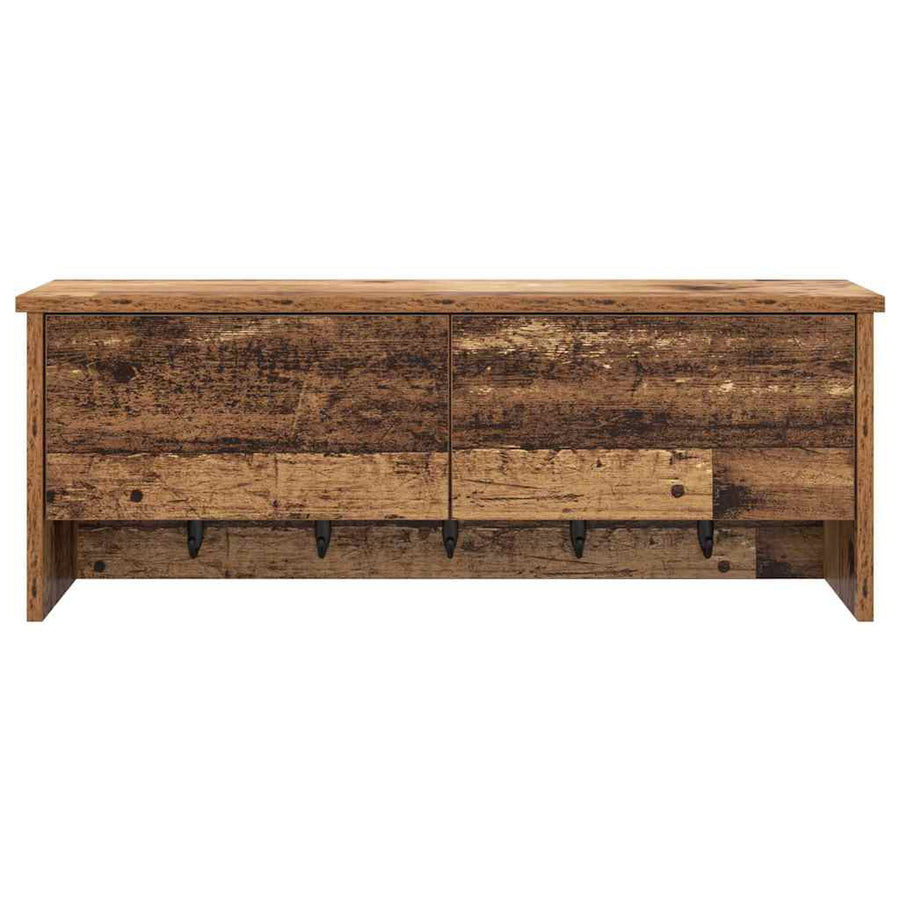 Wandgemonteerde kapstok Oudhout 80 x 20 x 30 cm Bewerkt hout