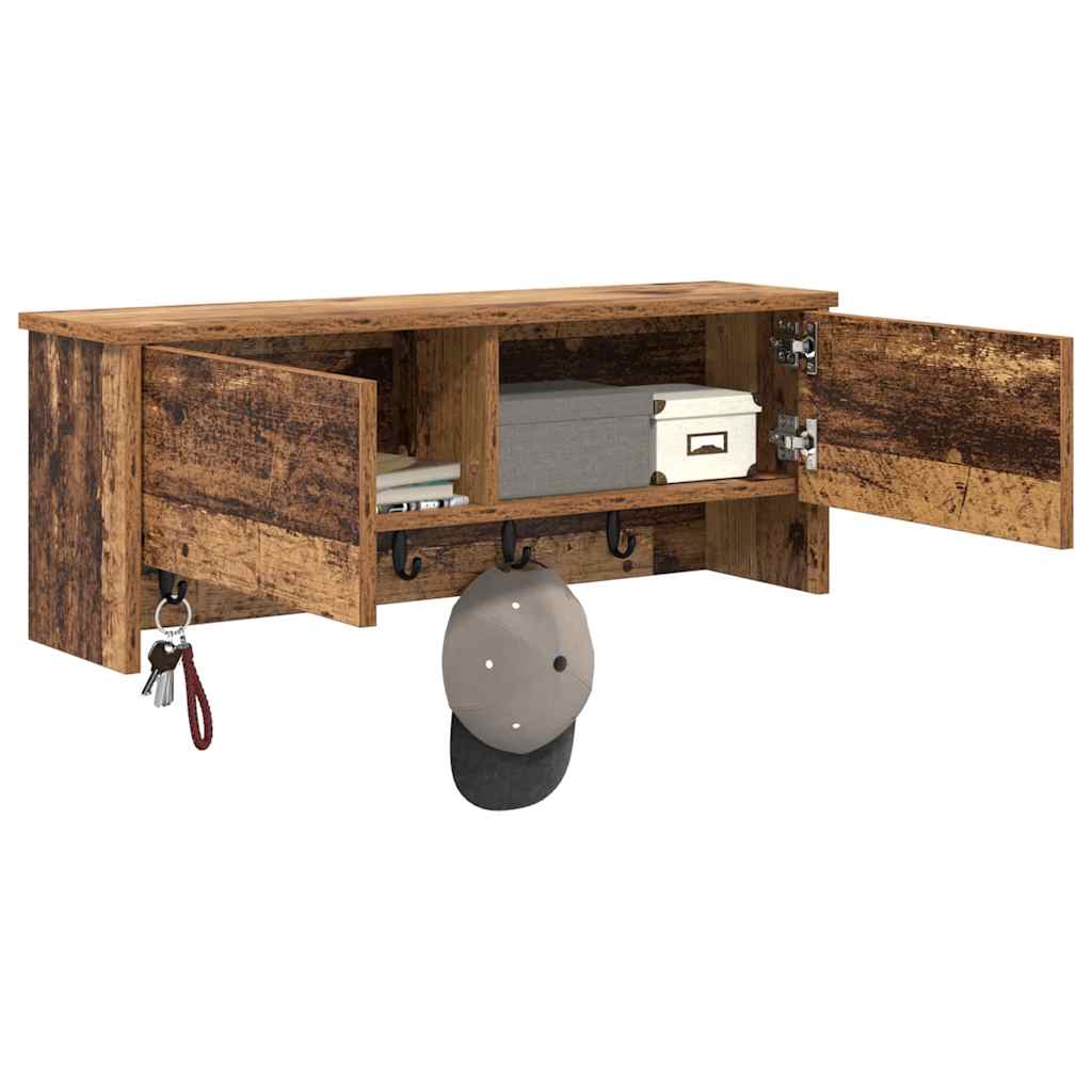Wandgemonteerde kapstok Oudhout 80 x 20 x 30 cm Bewerkt hout
