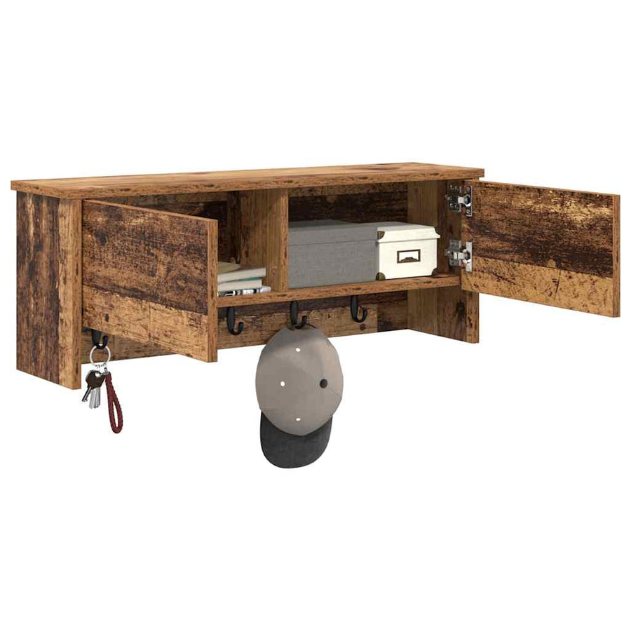 Wandgemonteerde kapstok Oudhout 80 x 20 x 30 cm Bewerkt hout