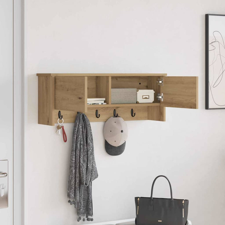 Wandgemonteerde Kapstok Met Plank Artisan Eiken 80 x 20 x 30 cm