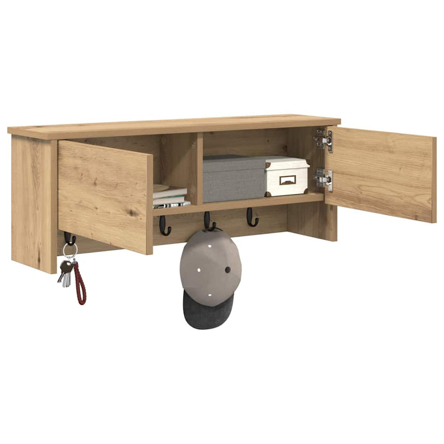 Wandgemonteerde Kapstok Met Plank Artisan Eiken 80 x 20 x 30 cm