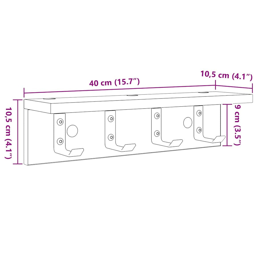 Wandgemonteerde kapstok Betongrijs 40 x 10.5 x 10.5 cm