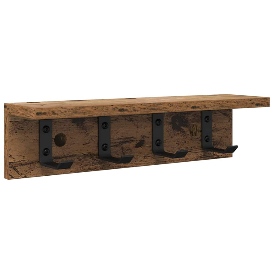 Wandgemonteerde Kapstok Met Opslag Oudhout 40 x 10,5 x 10,5 cm