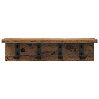 Wandgemonteerde Kapstok Met Opslag Oudhout 40 x 10,5 x 10,5 cm