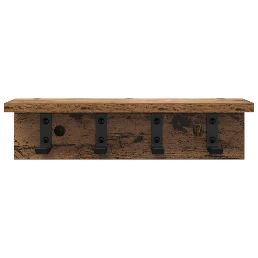 Wandgemonteerde Kapstok Met Opslag Oudhout 40 x 10,5 x 10,5 cm