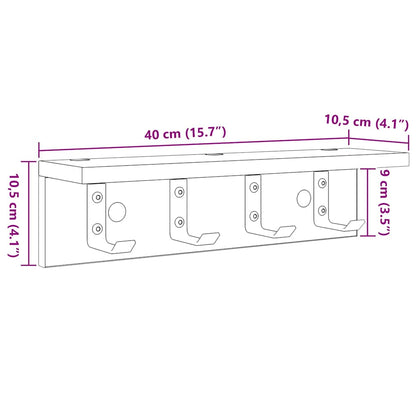 Wandgemonteerde Kapstok Met Opslag Oudhout 40 x 10,5 x 10,5 cm