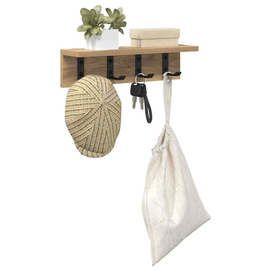 Wandgemonteerde Kapstok Met Plank Artisanaal Eikenkleurig