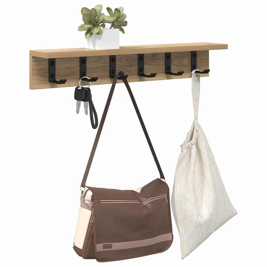Wandgemonteerde Kapstok Met Plank Artisanaal Eikenkleurig