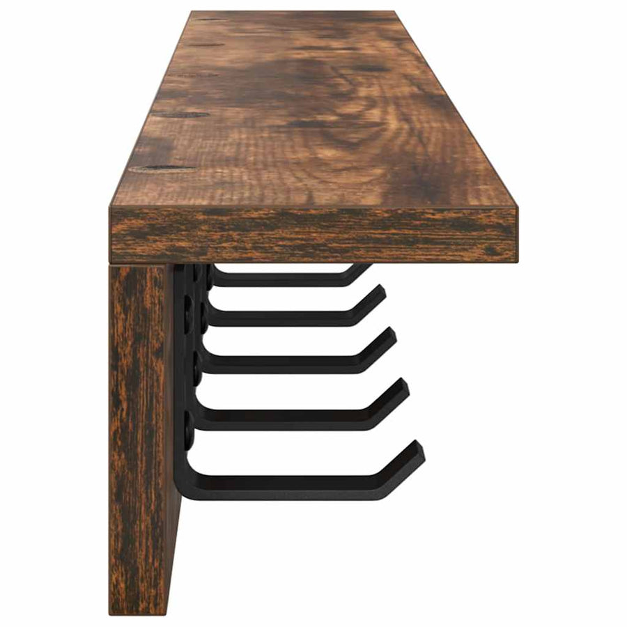 Wandgemonteerde kapstok Gerookt eiken 80 x 10.5 x 10.5 cm