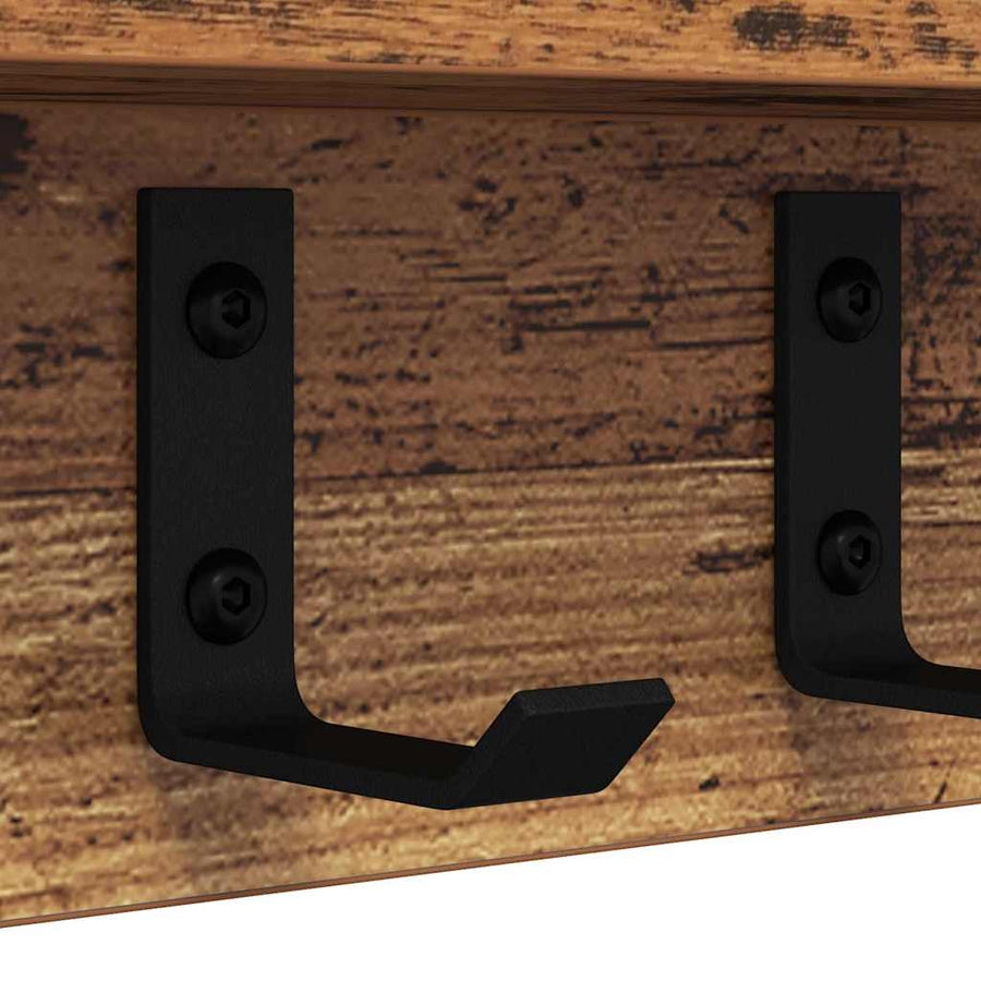 Wandgemonteerde kapstok met plank Oud hout 80 x 10.5 x 10.5 cm