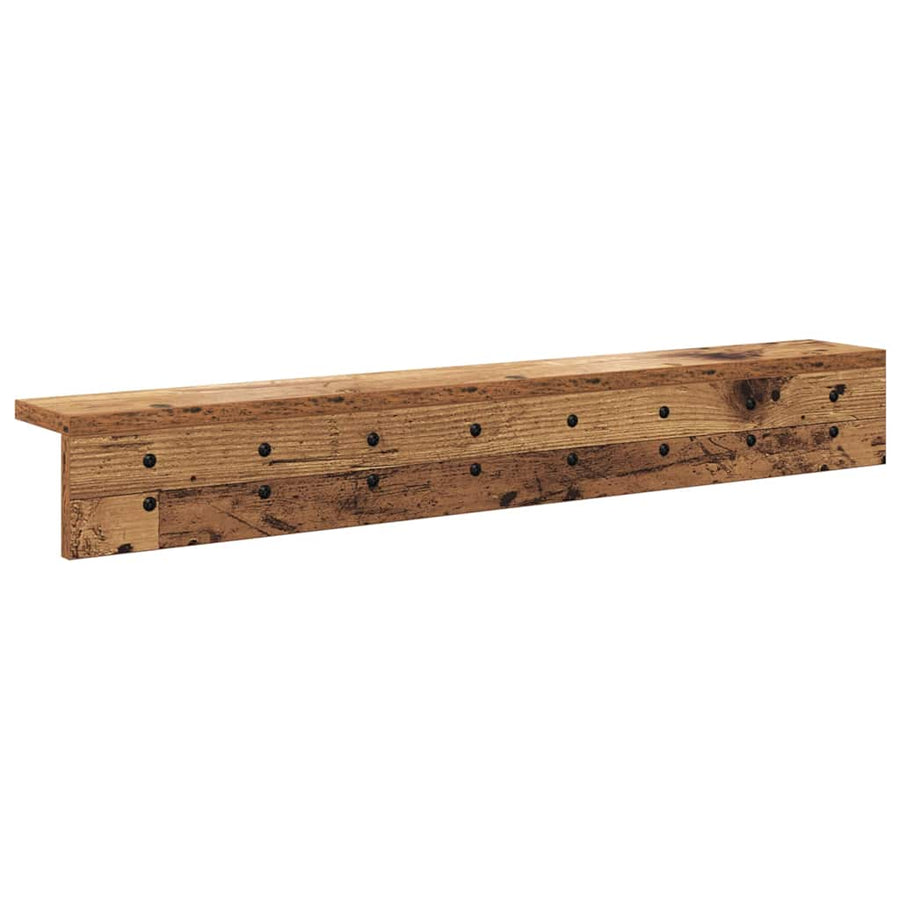 Wandgemonteerde kapstok met plank Oud hout 80 x 10.5 x 10.5 cm