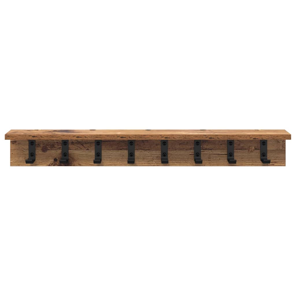 Wandgemonteerde kapstok met plank Oud hout 80 x 10.5 x 10.5 cm