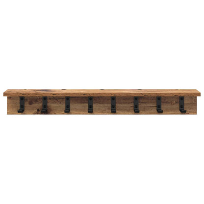 Wandgemonteerde kapstok met plank Oud hout 80 x 10.5 x 10.5 cm