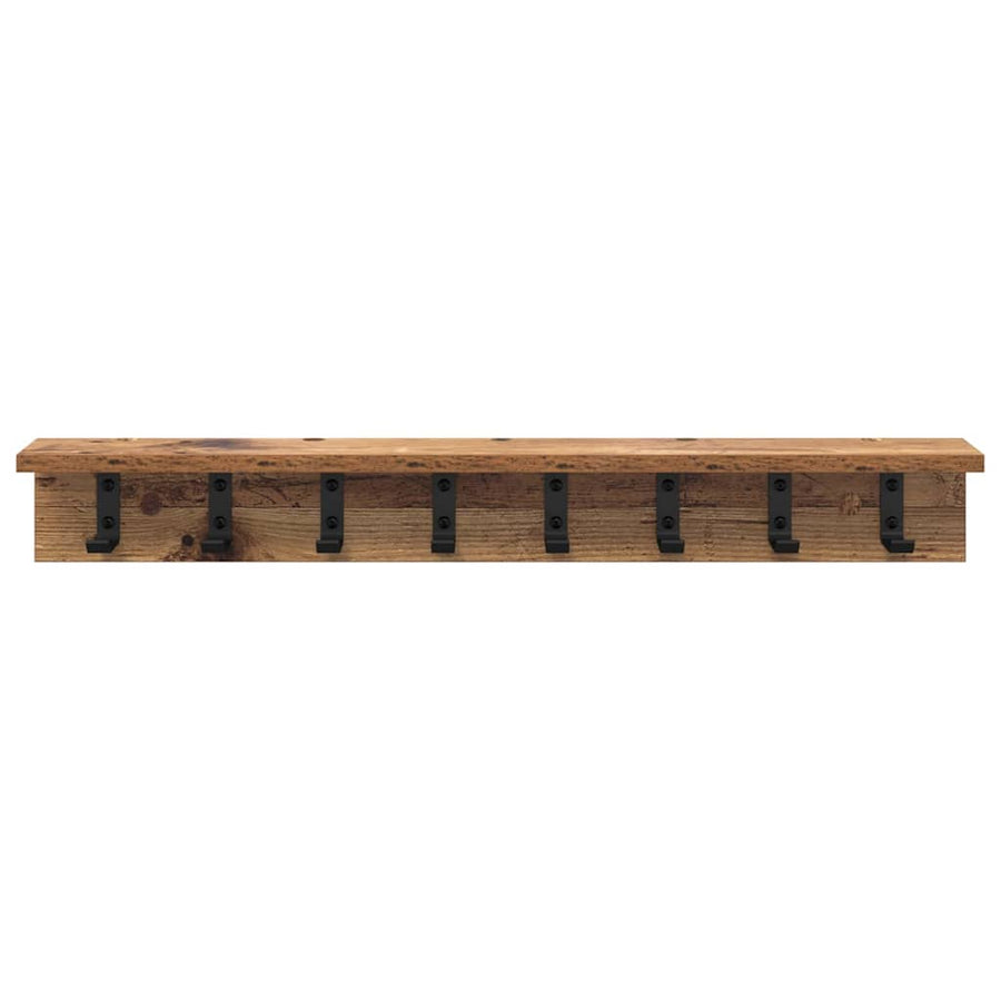 Wandgemonteerde kapstok met plank Oud hout 80 x 10.5 x 10.5 cm