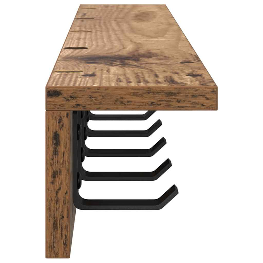 Wandgemonteerde kapstok met plank Oud hout 80 x 10.5 x 10.5 cm