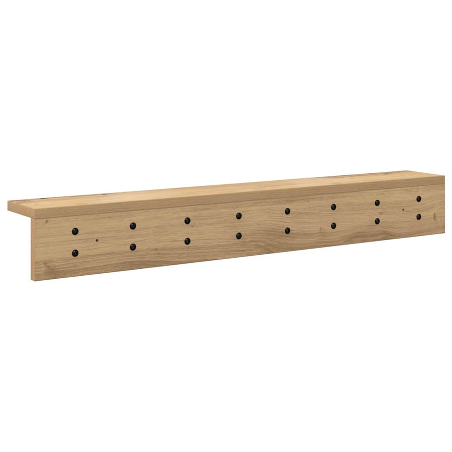 Wandgemonteerde kapstok met plank Wandgemonteerd artisanaal eikenkleurig