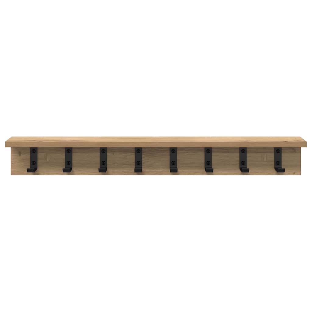 Wandgemonteerde kapstok met plank Wandgemonteerd artisanaal eikenkleurig