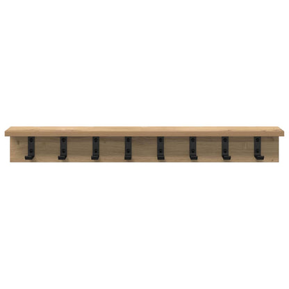 Wandgemonteerde kapstok met plank Wandgemonteerd artisanaal eikenkleurig