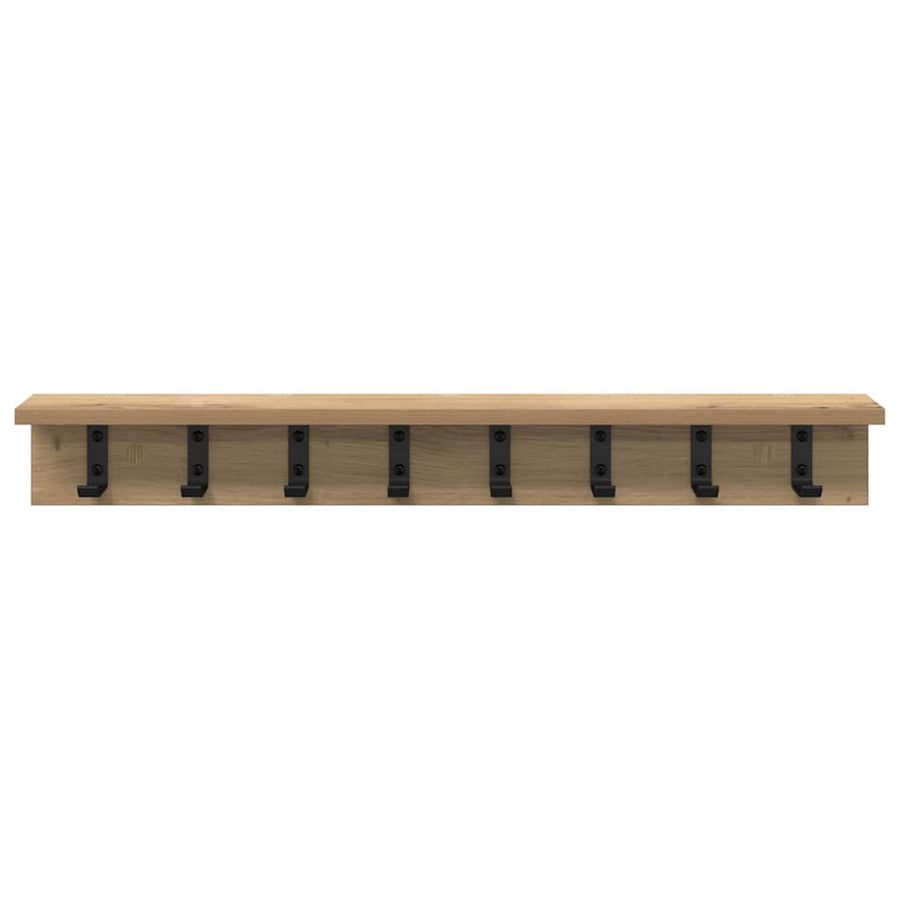 Wandgemonteerde kapstok met plank Wandgemonteerd artisanaal eikenkleurig