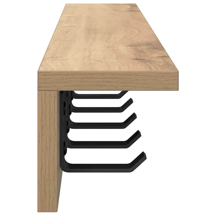 Wandgemonteerde kapstok met plank Wandgemonteerd artisanaal eikenkleurig