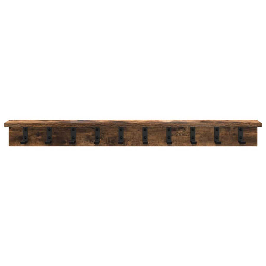 Wandgemonteerde Kapstok Gerookt Eiken 100 X 10,5 X 10,5 Cm