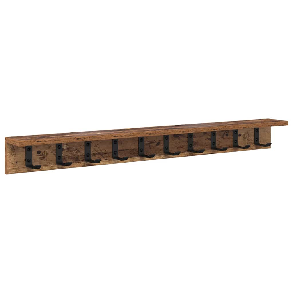 Wandgemonteerde Kapstok Met Opslag Oudhout 100 x 10,5 x 10,5 cm
