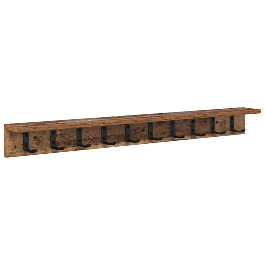 Wandgemonteerde Kapstok Met Opslag Oudhout 100 x 10,5 x 10,5 cm