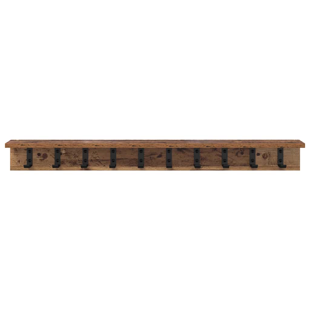 Wandgemonteerde Kapstok Met Opslag Oudhout 100 x 10,5 x 10,5 cm