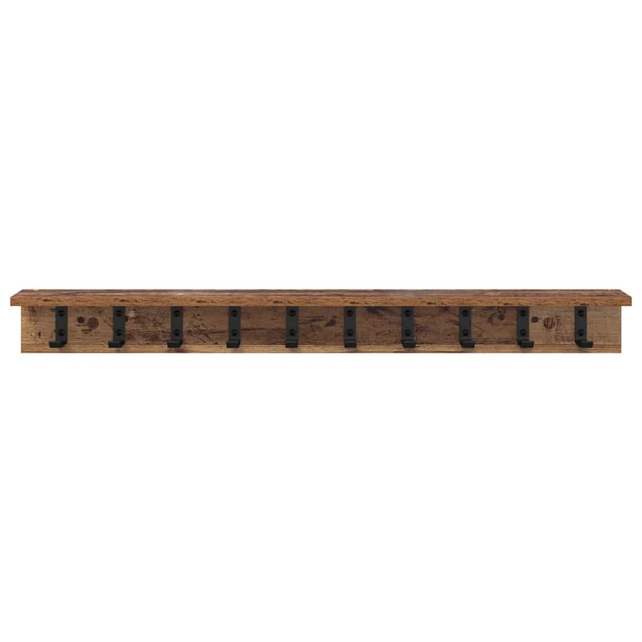 Wandgemonteerde Kapstok Met Opslag Oudhout 100 x 10,5 x 10,5 cm