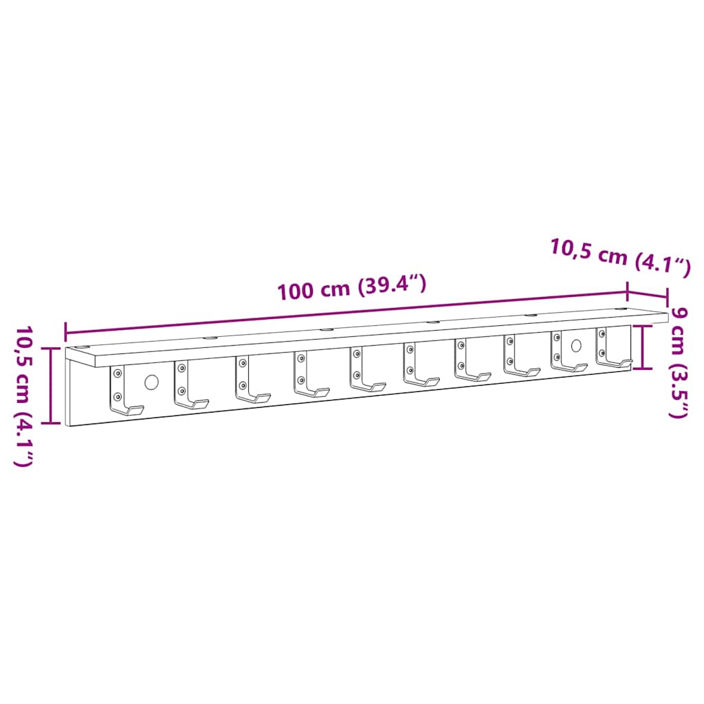 Wandgemonteerde Kapstok Met Plank 100 x 10.5 x 10.5 cm