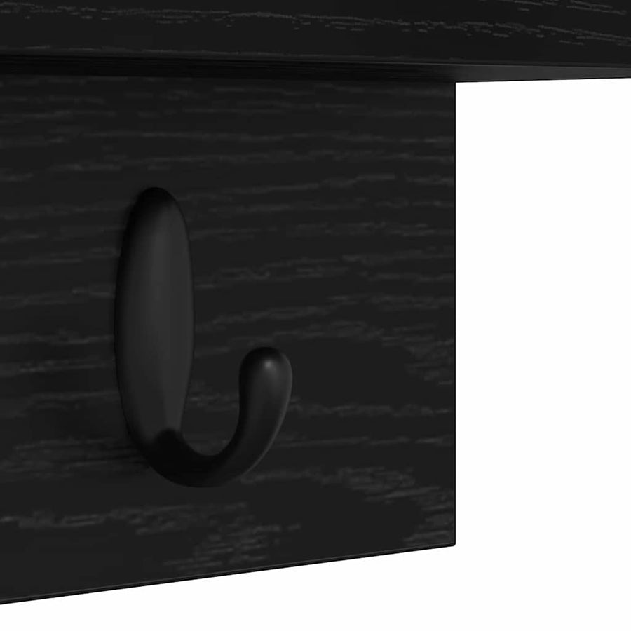 Wandgemonteerde kapstok met plank Zwart eiken 40 x 10.5 x 18 cm