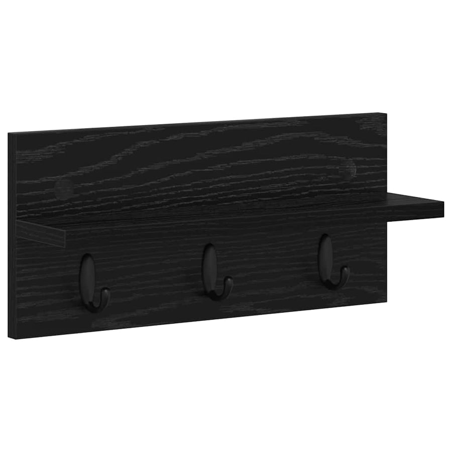 Wandgemonteerde kapstok met plank Zwart eiken 40 x 10.5 x 18 cm