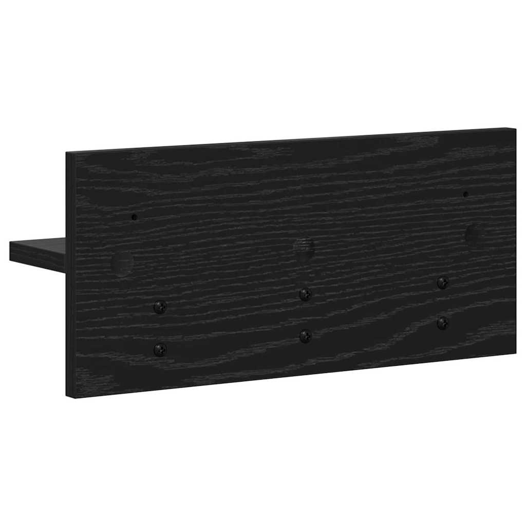 Wandgemonteerde kapstok met plank Zwart eiken 40 x 10.5 x 18 cm